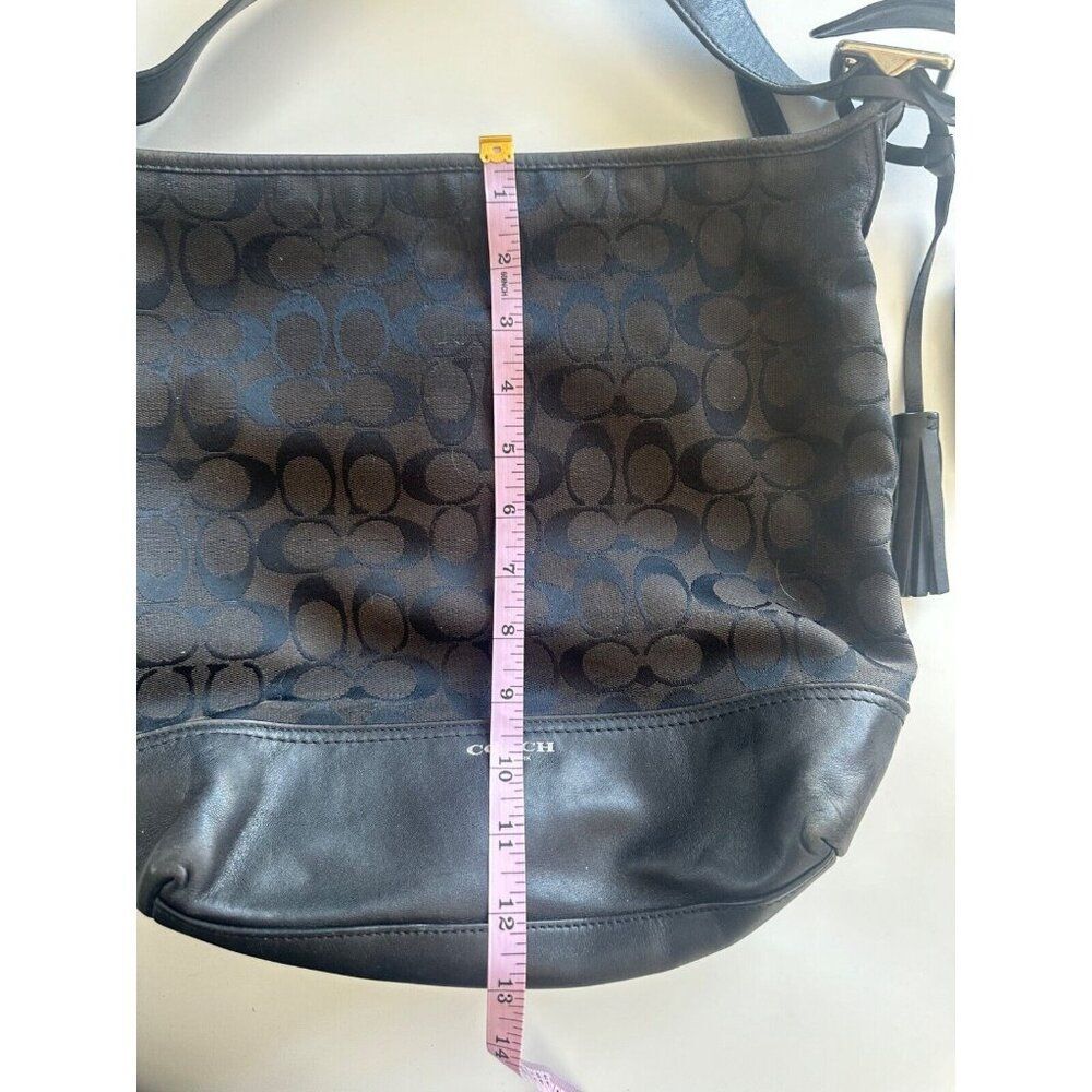 Coach Signature Canvas and Leather Shoulder Bag with Tassel Detail - Picture 10 of 16
